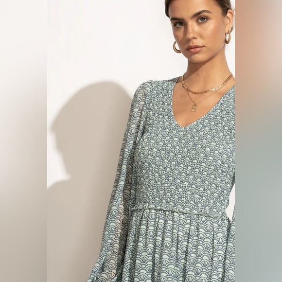 Bohme Roselyn Tiered Midi Dress - S / Mint - Picture 1 of 7